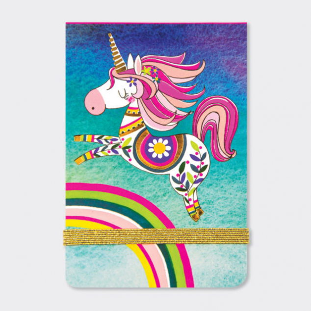 Mini Notepad, Unicorn & Rainbow. 