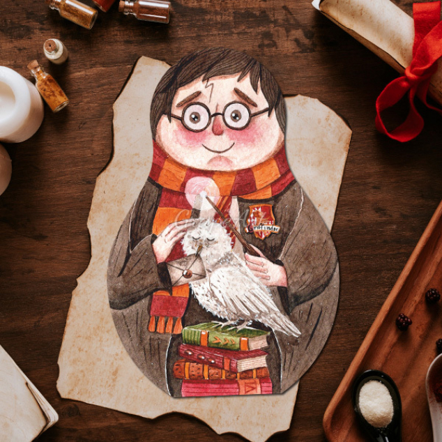 Ansichtkaart Harry Potter, gestanst in vorm. 