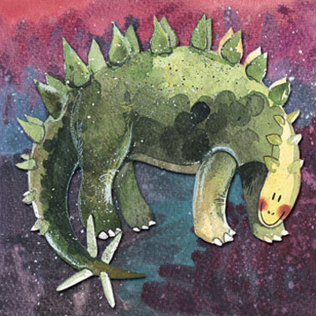 Wenskaart Stegosaurus. 