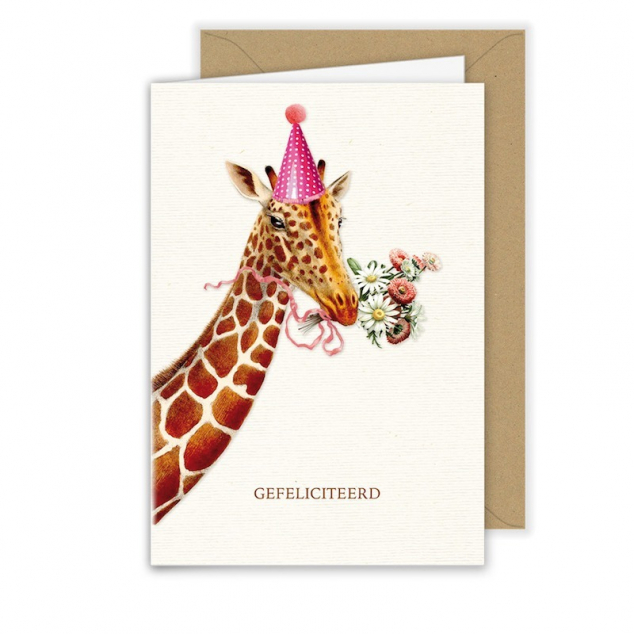 Wenskaart Giraffe Gefeliciteerd.